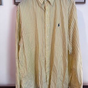 Ralph Lauren Yellow/Navy Men’s Collared Long Sleeve Button Up 2XL (18/36)